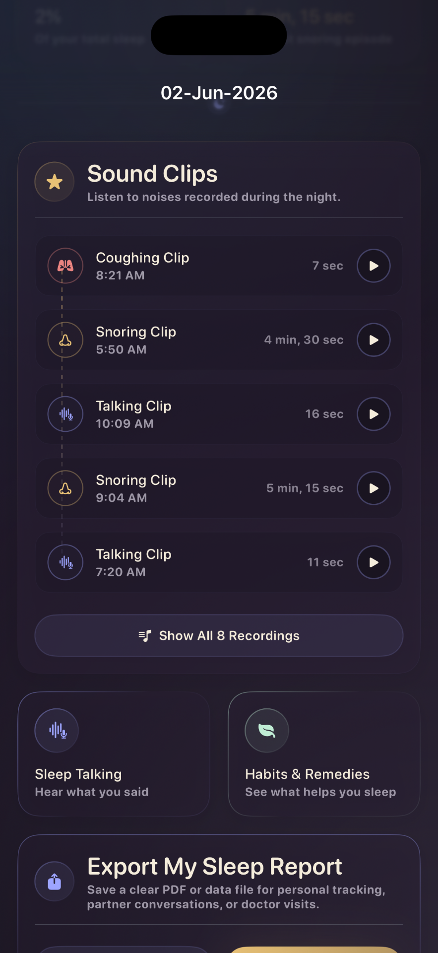 Sound clips timeline